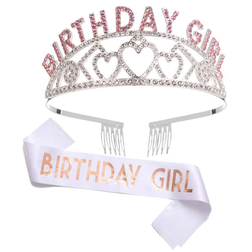 Damen Funkelndes Tiara- und Schärpen-Set Karnz
