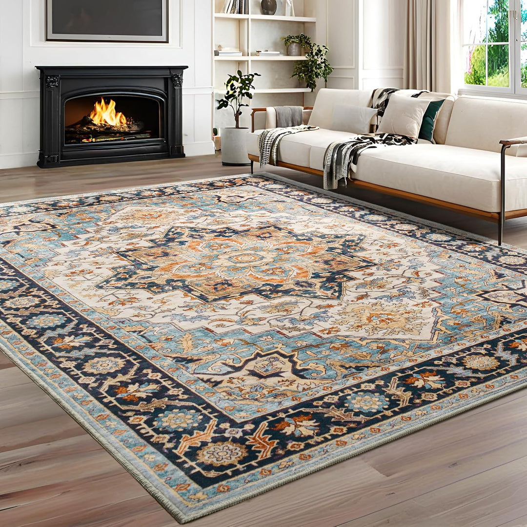 Eleganter, von Vintage inspirierter Polyester-Teppich