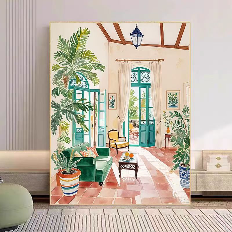 Gemütlicher Wohnzimmer Aquarell Kunstdruck Karnz