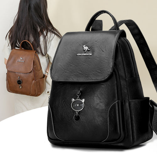 Süßer katzenmotivierter Leder-Rucksack Karnz