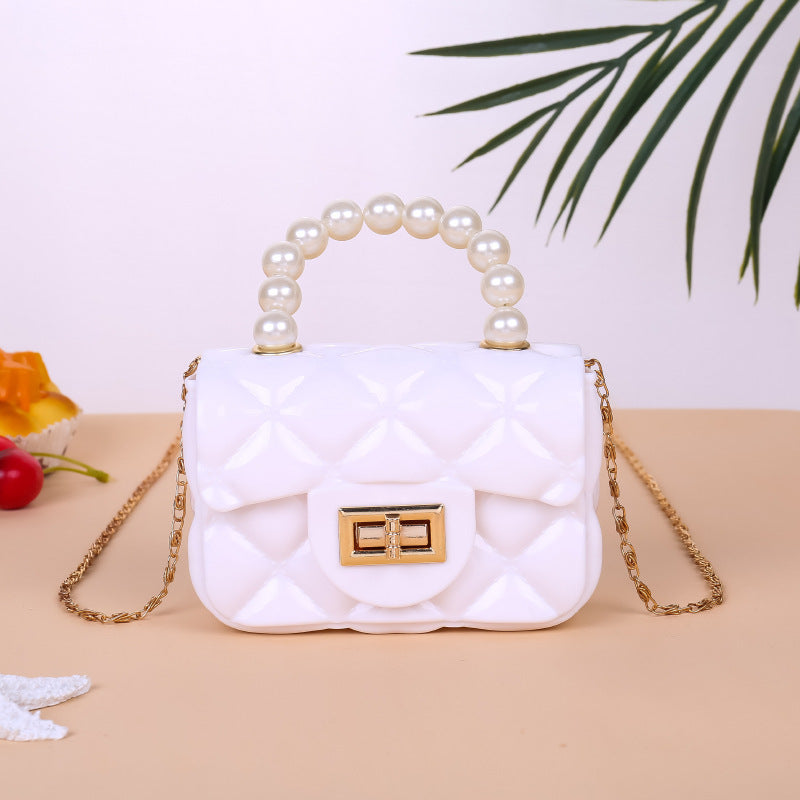 Damen elegante Handtasche mit Perlenhenkel Karnz