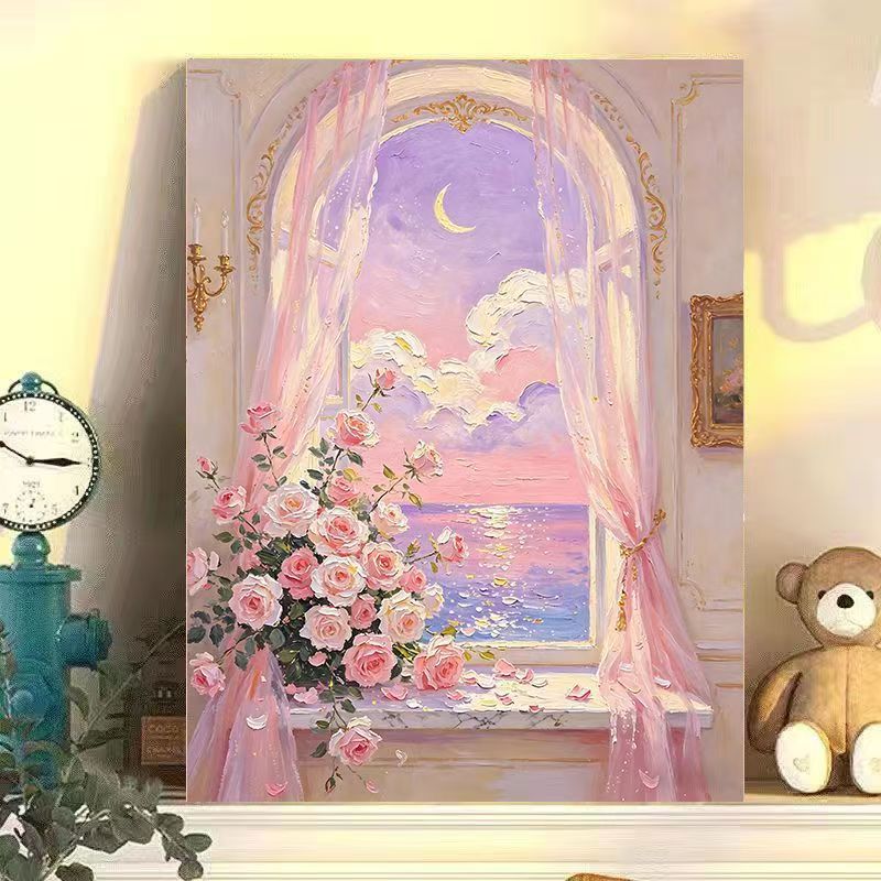 Romantische florale Landschaft Leinwandkunst Karnz