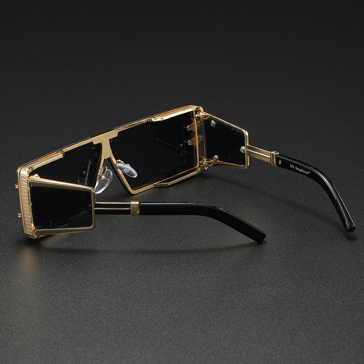 Damen Modische Designer-Sonnenbrille mit großzügigem Rahmen und stilvollem Akzent Karnz