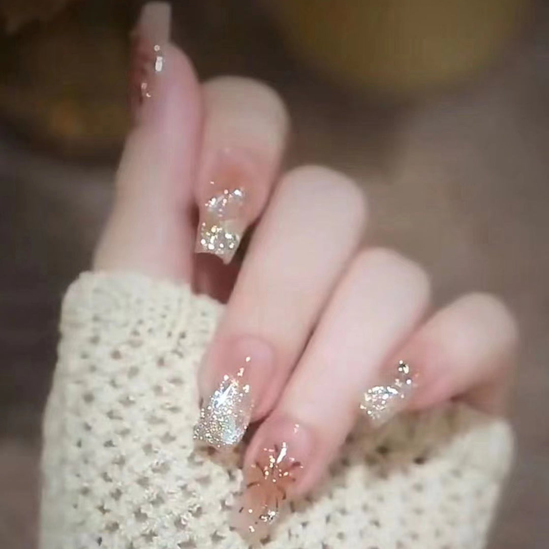 Luxuriöses Glitzer-Press-On-Nagelkunst-Set Karnz