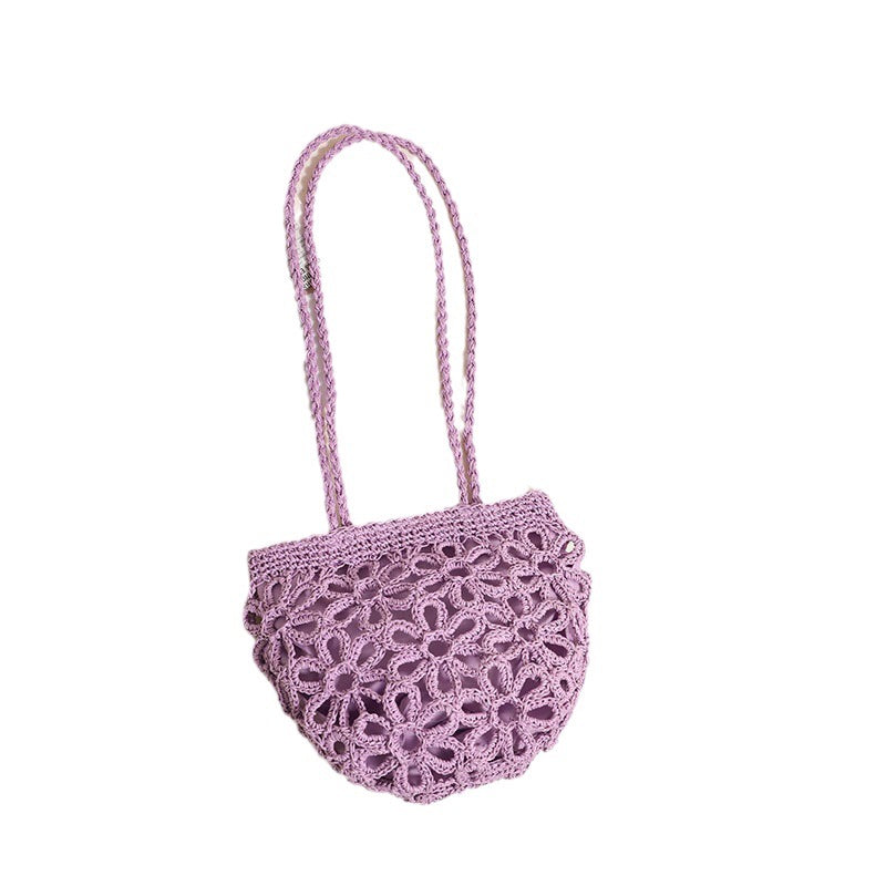 Damen Handgeknüpfte Korbtasche mit floralem Design Karnz