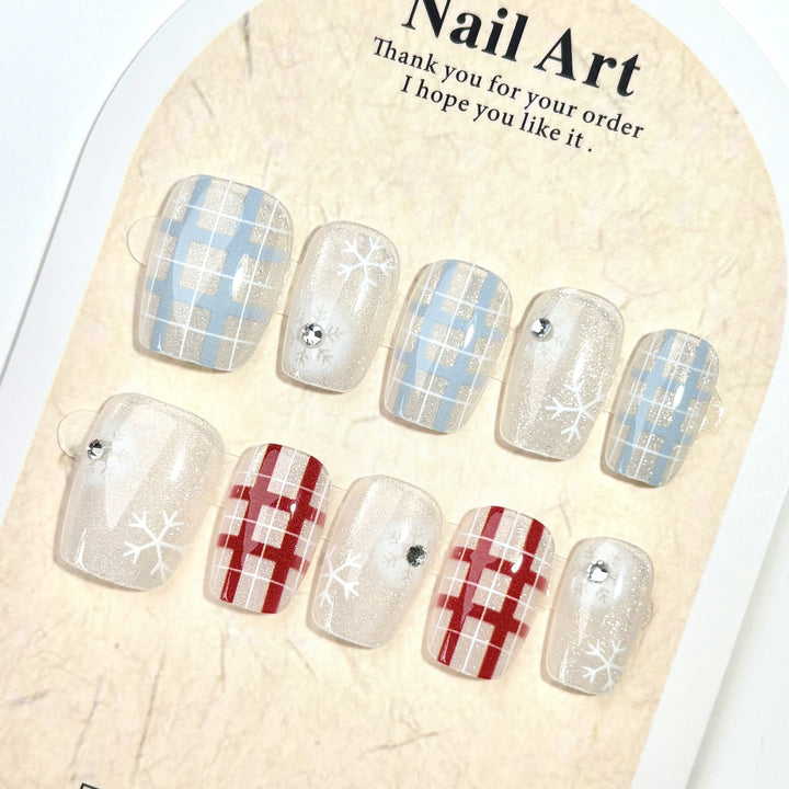 Karo-Muster Press-On Nagelkunst Set
