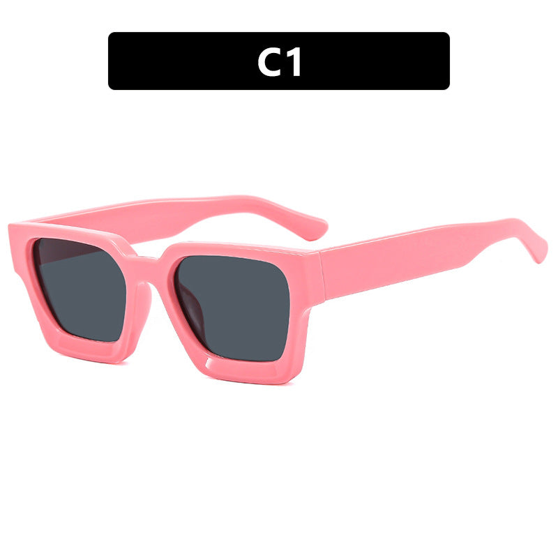 Damen modische quadratische Sonnenbrille mit robustem Rahmen und gelben Gläsern Karnz