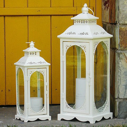 Dekoratives Vintage-Stil Metall- und Glaslaternen-Set mit schwenkbarer Tür Karnz
