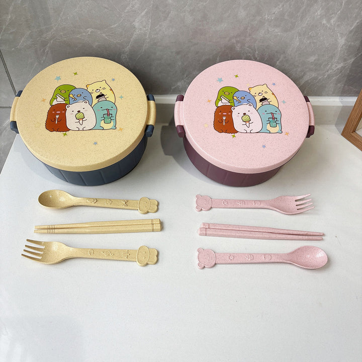 Spaßige Tierdruck Bento-Schüssel mit Besteckset