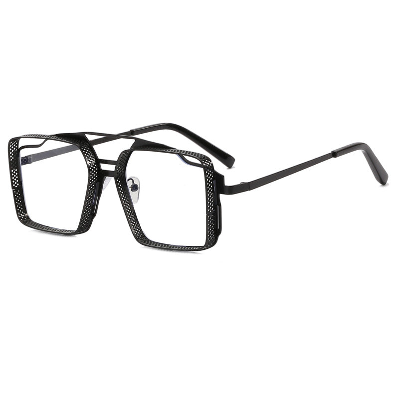 Damen quadratische Brille mit perforiertem, modernem Rahmen Karnz