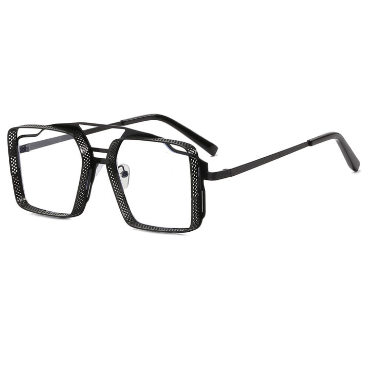 Damen quadratische Brille mit perforiertem, modernem Rahmen Karnz