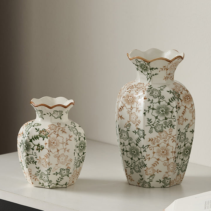 Elegante Keramikvase mit floralem Muster Karnz