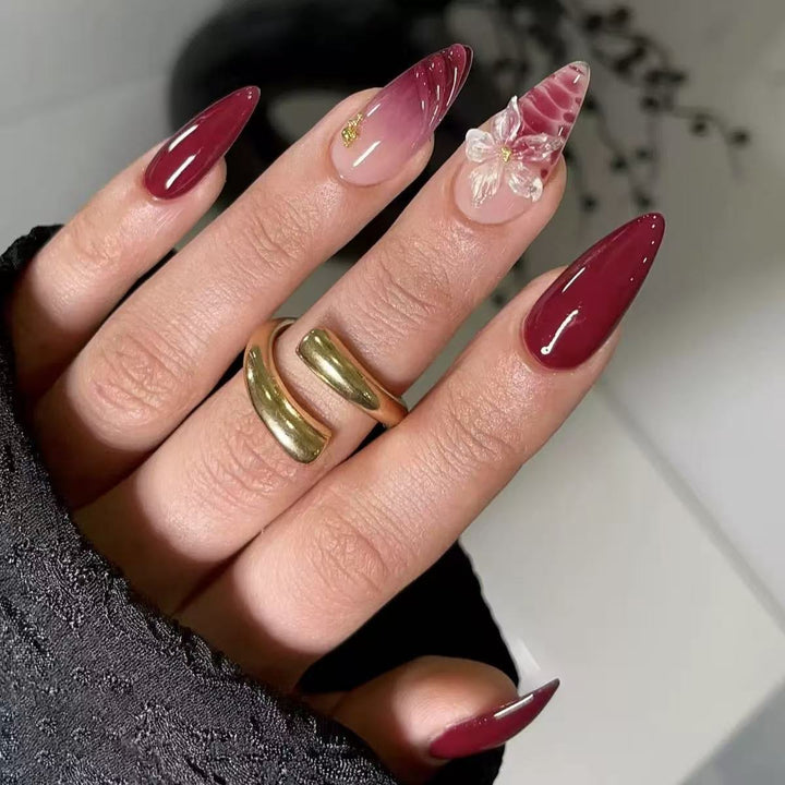 Künstlerische florale Stiletto Press-On Nägel