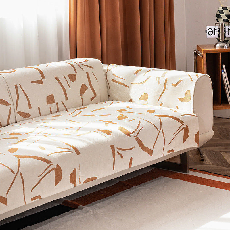 Stretch-Sofabezug mit abstraktem Allover-Print, elastischem Saum und pflegeleichtem Baumwollmix