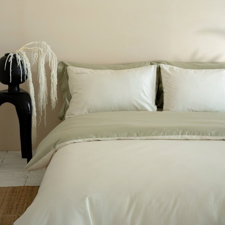 Luxus Baumwollsatin Bettbezugset mit Kontrastsaum