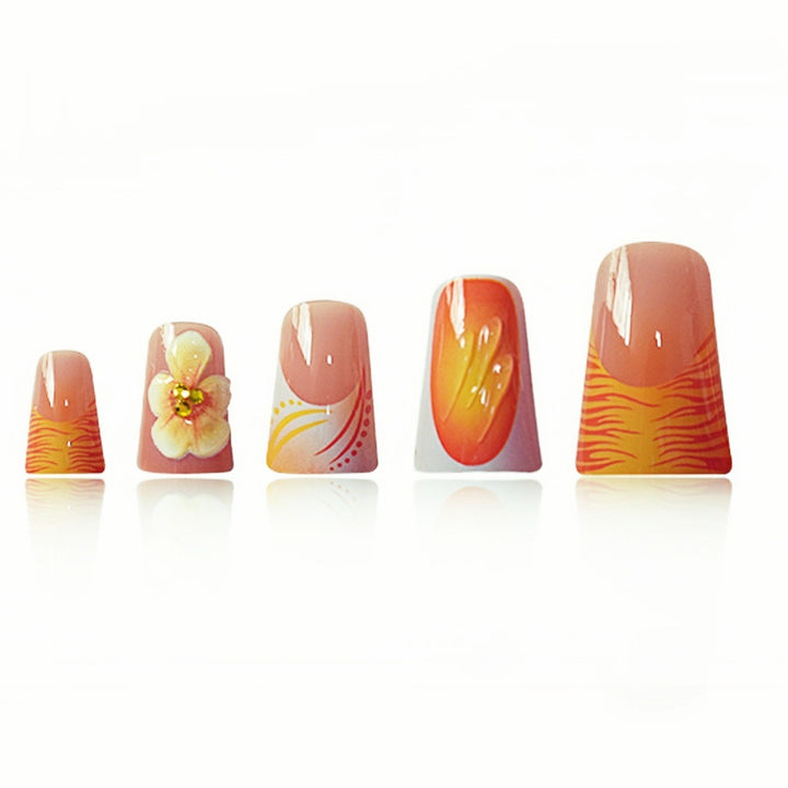 Dekorative florale Press-On Nagelset Karnz