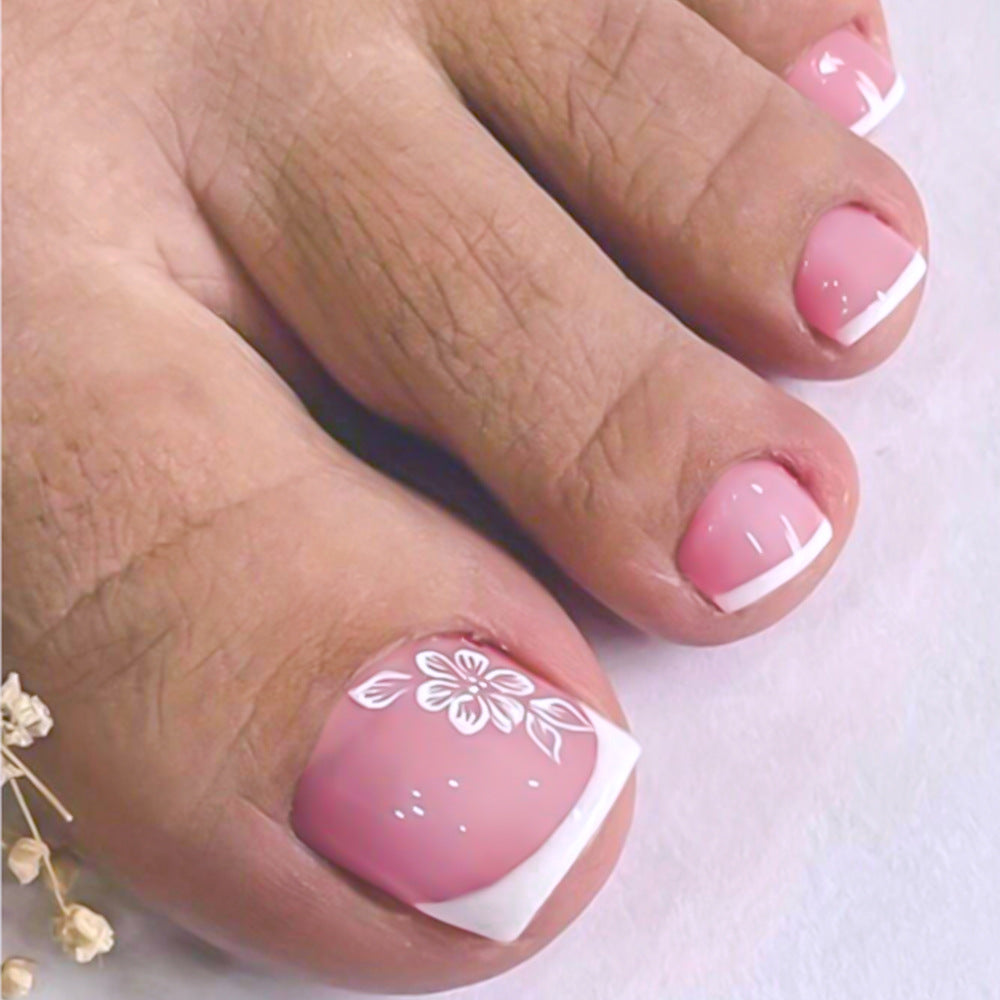 Dekoratives French Tip Zehennagel Set Karnz