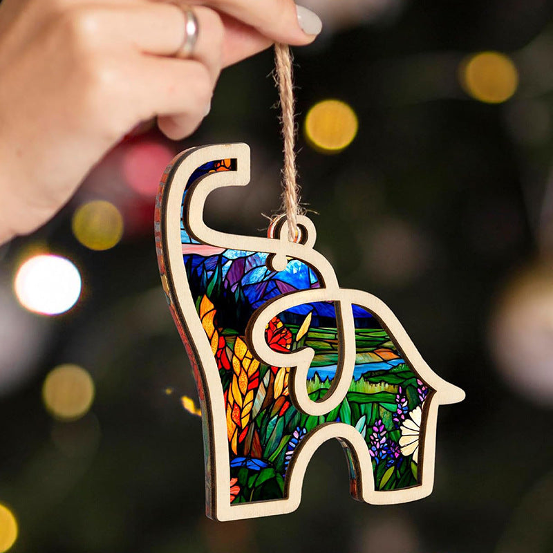 Künstlerisches Holz-Elefant Ornament