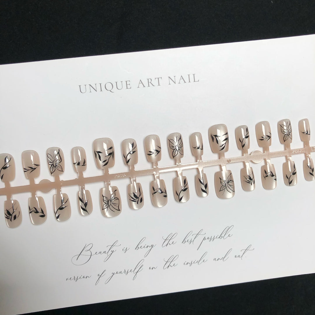 Künstlerisches Blumendruck Press-On Nagelset