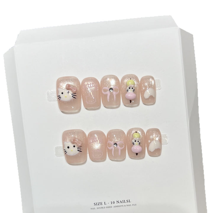 Verspieltes Cartoon-Charakter Press-On Nagelkunst Set Karnz