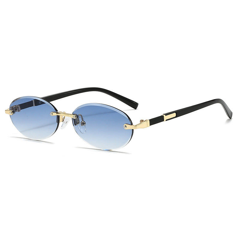Damen modische ovale Sonnenbrille mit trendigem Metallrahmen Karnz