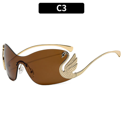 Statement Schwan-inspirierten Schild Sonnenbrillen