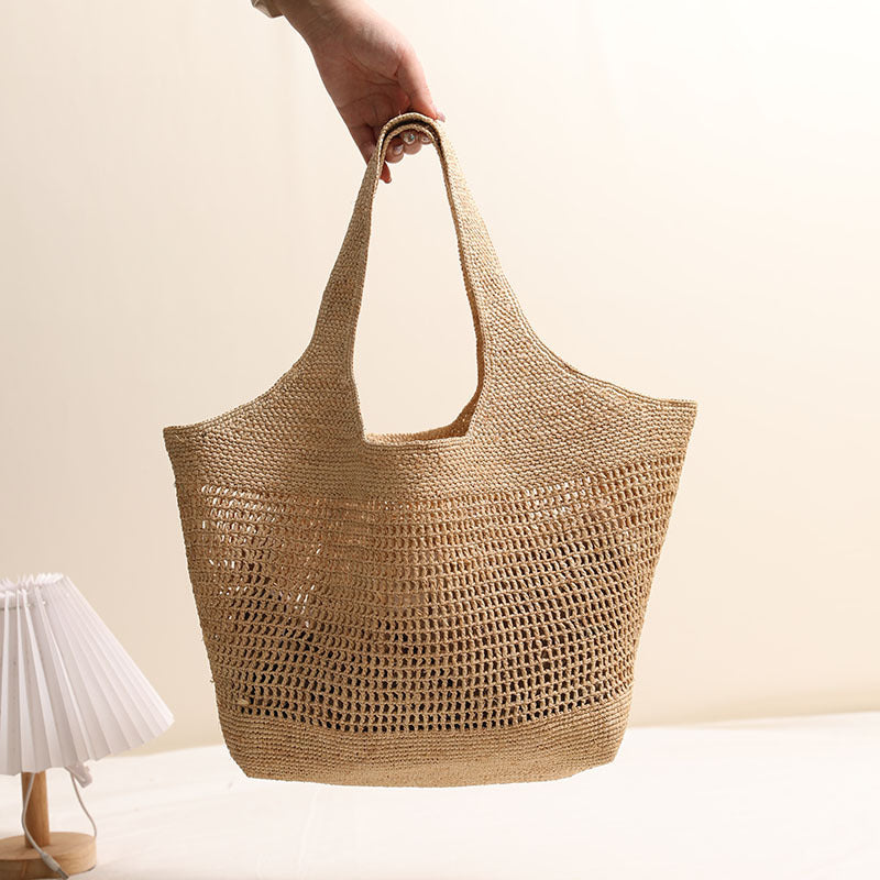 Damen Handgeknüpfte Strandtasche aus natürlichem Bastmaterial Karnz