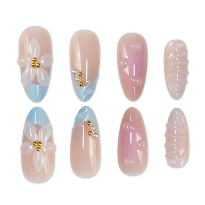 Künstlerisches florales Design Press-On Nagelset Karnz