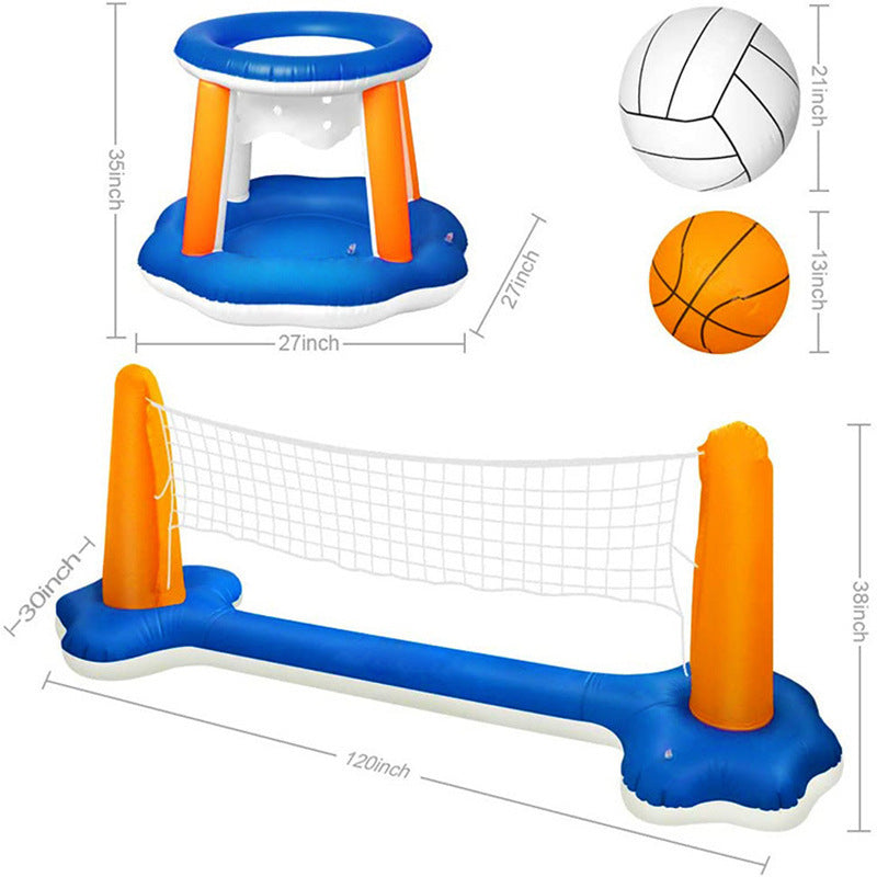 Unisex Aufblasbares Wasser-Spielset mit Volleyball- und Basketballnetz Karnz