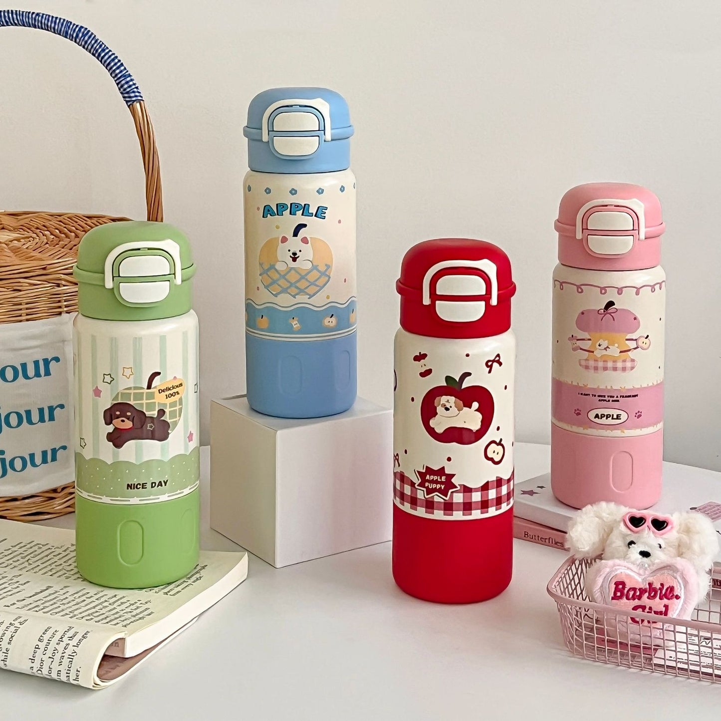 Damen Isolierte Trinkflasche mit fröhlichem Hundedesign Karnz