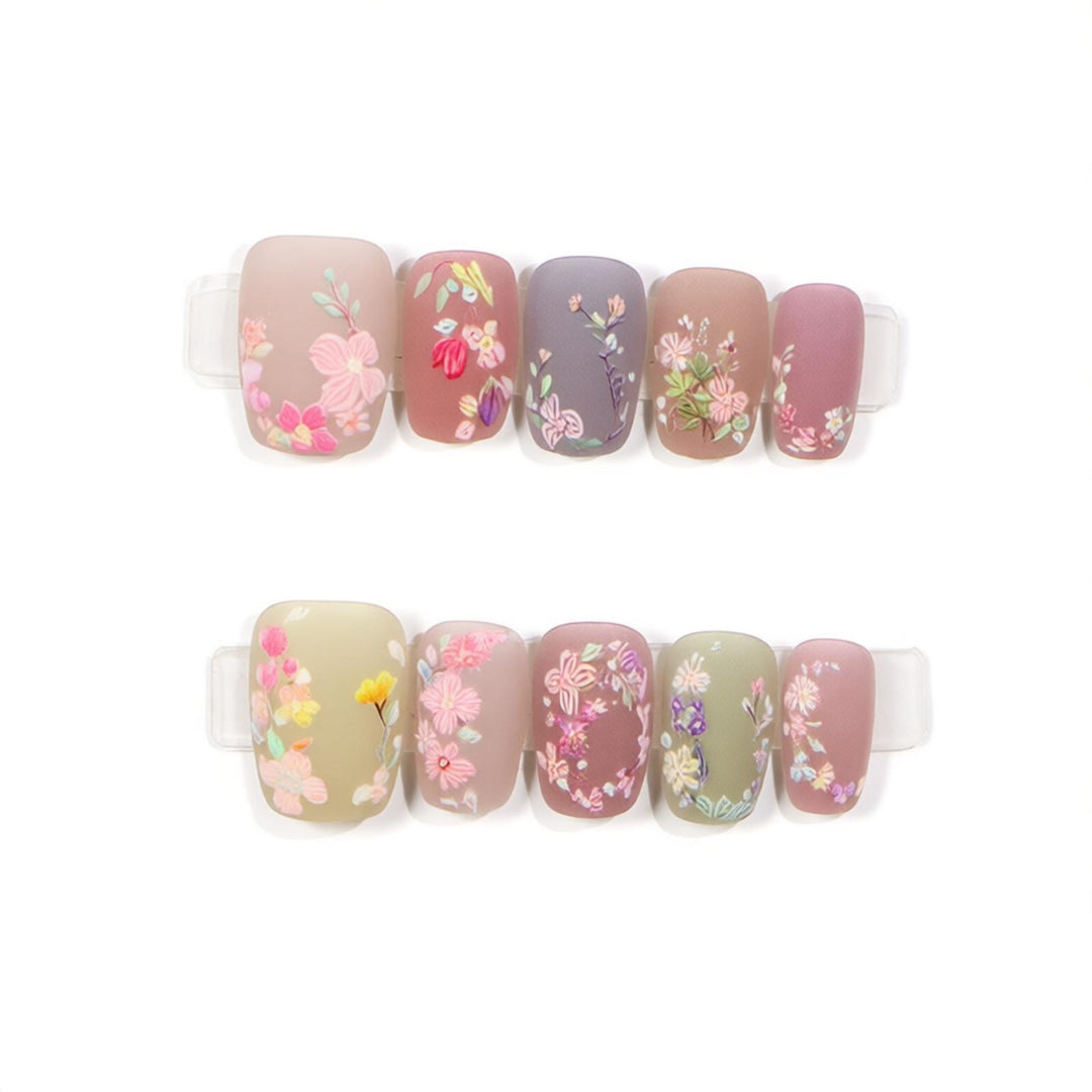 Artisan Blüten-Design Druck-Nagelset Karnz