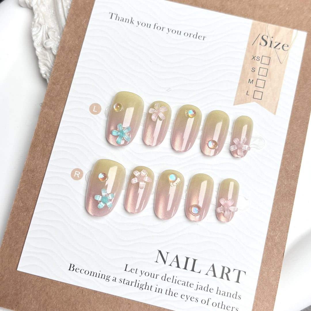 Elegantes Blumen Press-On Nägel Set