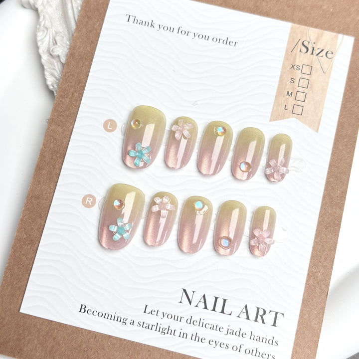 Elegantes Blumen Press-On Nägel Set
