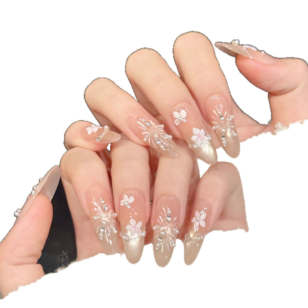 Blumenverzierte Press-On Nagelkit