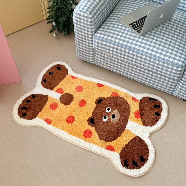 Kinderzimmer-Teppich Bärenform aus weichem Chenille mit rutschfester Unterseite