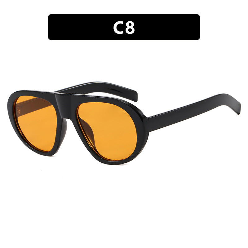 Damen auffällige Sonnenbrille mit futuristischem Rahmen und robustem Design Karnz