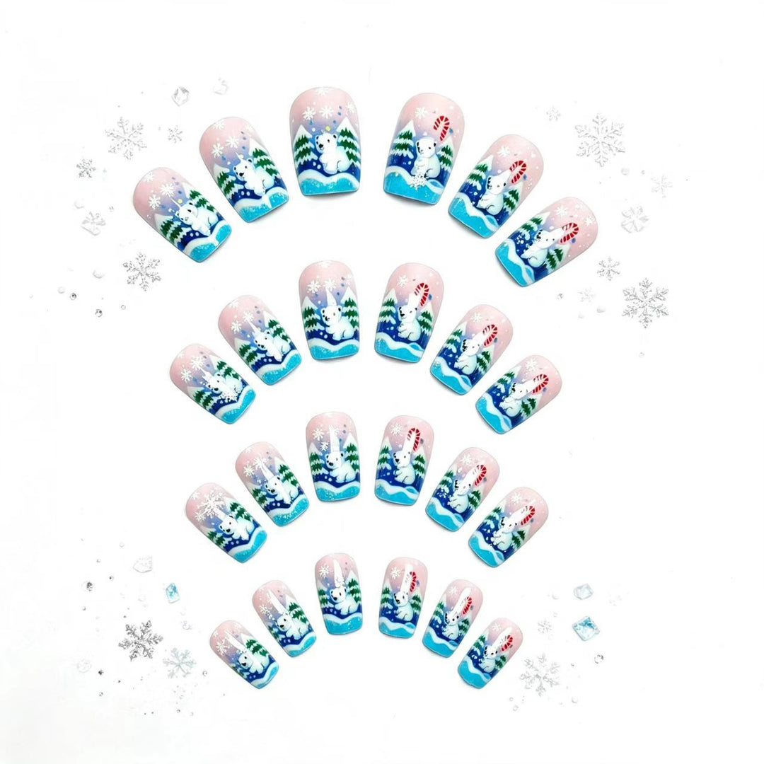 Kunstnägel mit Niedlichem Winterlandschaftsdesign Karnz