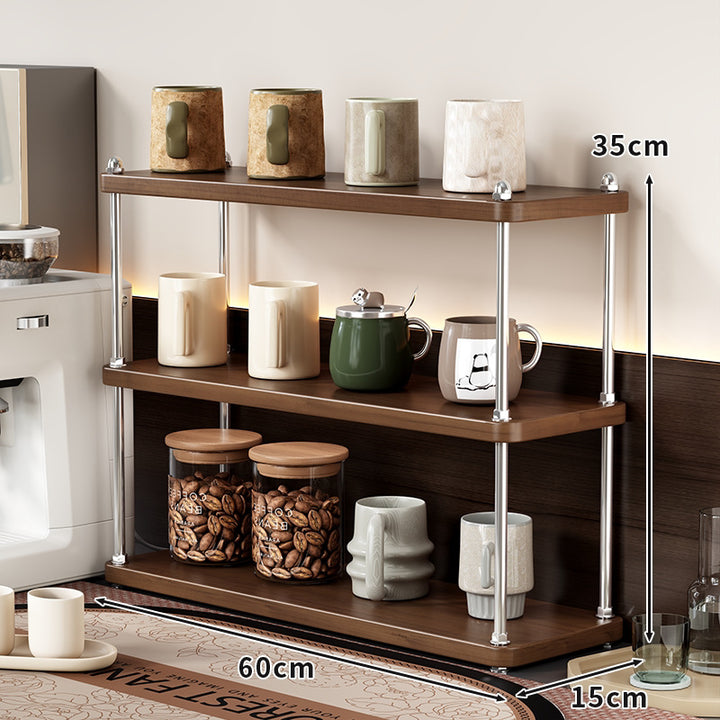 Triple-Tier Theken-Kaffee-Station-Organizer-Regal mit Edelstahl-Ständern