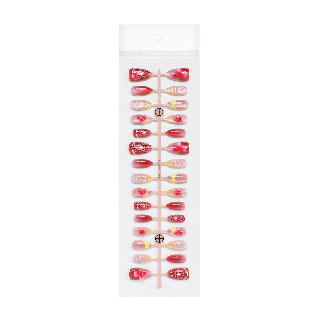 Künstlerisches Blumendesign Press-On Nagelset Karnz