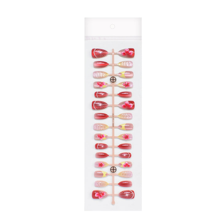 Künstlerisches Blumendesign Press-On Nagelset Karnz