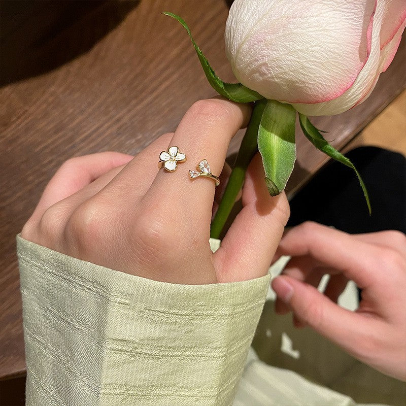 Chic Floral Verstellbares Ring Set Karnz