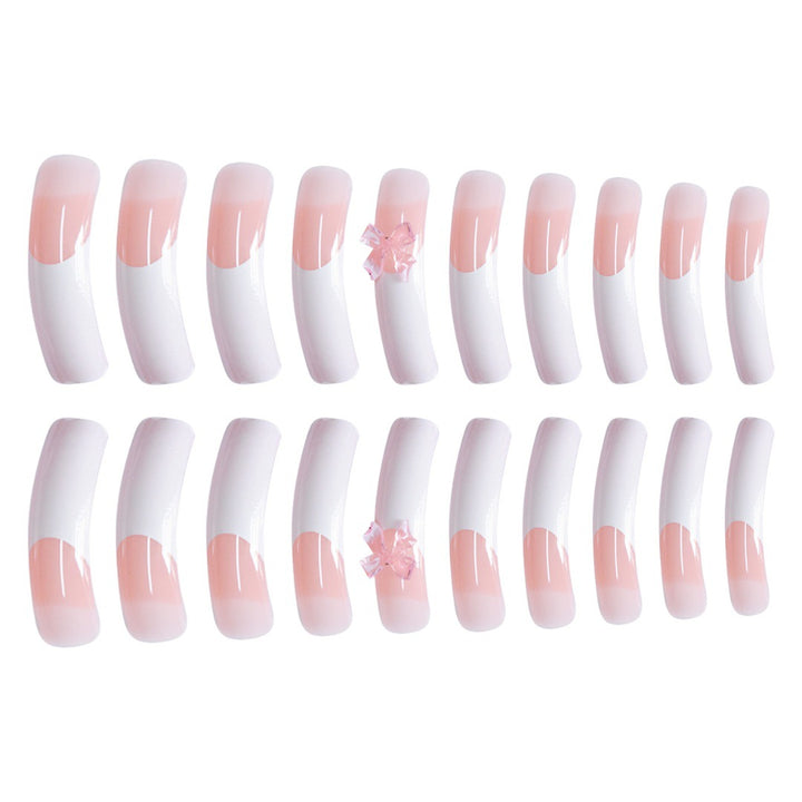 Stylische Acryl Press-On Nagelverlängerungen mit dekorativem Bogen Karnz