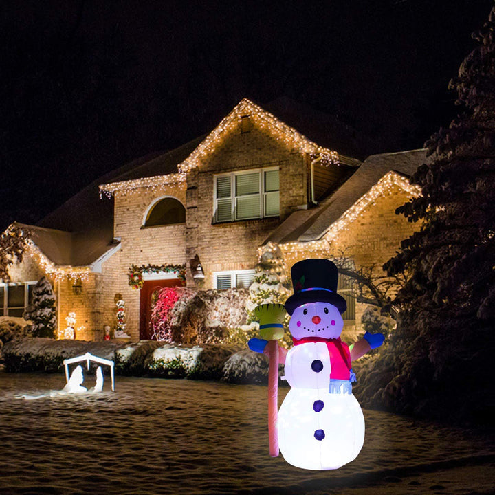 Aufblasbarer Schneemann mit Hut und Besen