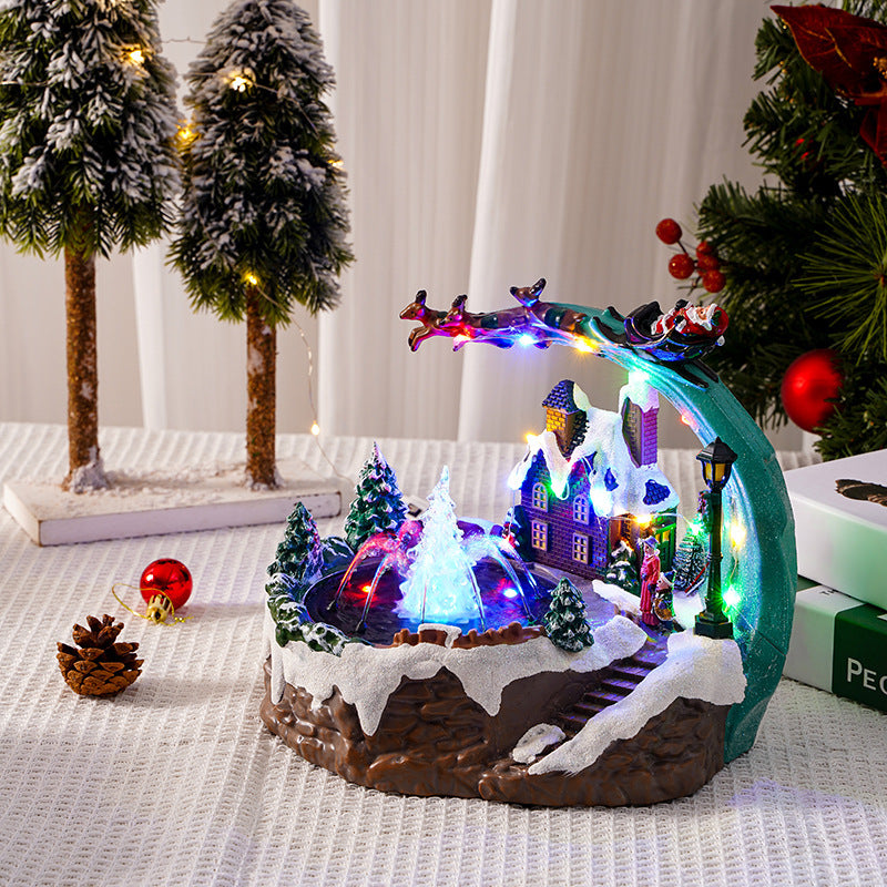 Beleuchtete Weihnachtsdorf-Dekoration mit beweglichen Figuren Karnz