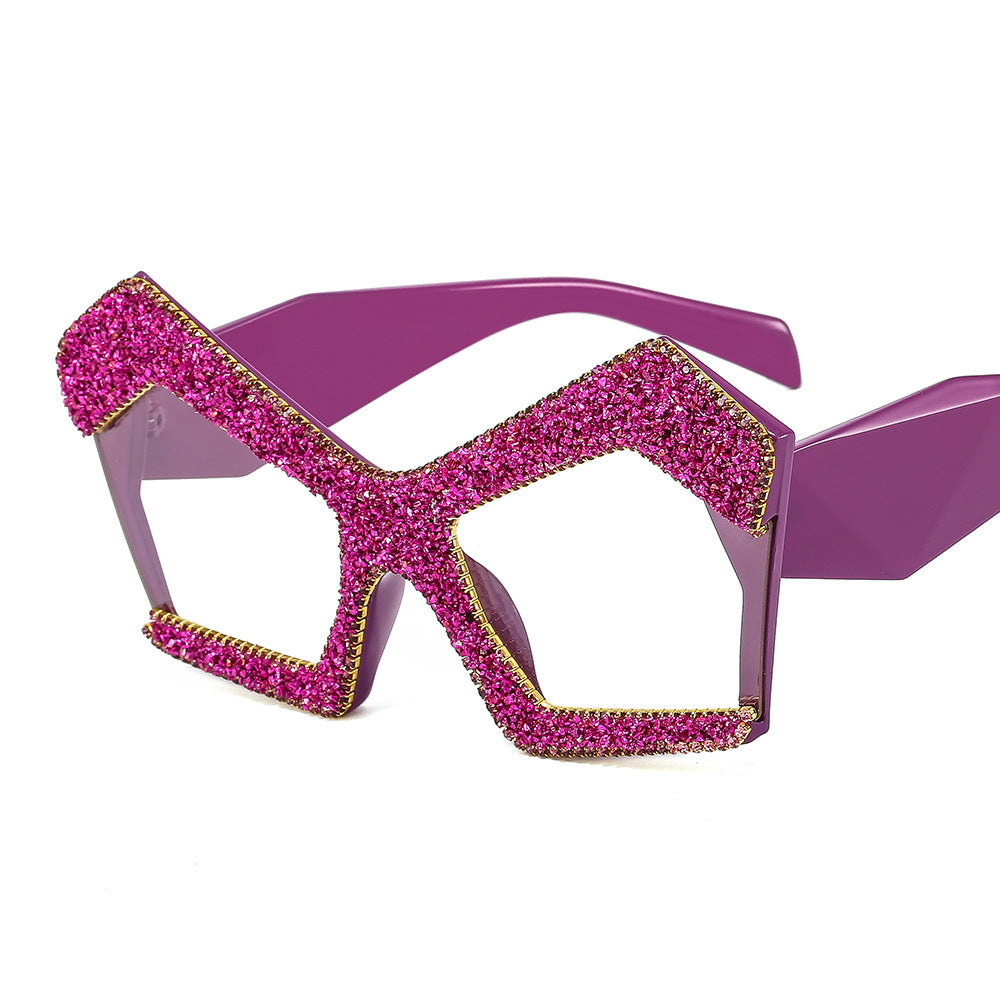 Damen Funkelnde Cat-Eye-Sonnenbrille mit extravagantem Strassrahmen Karnz