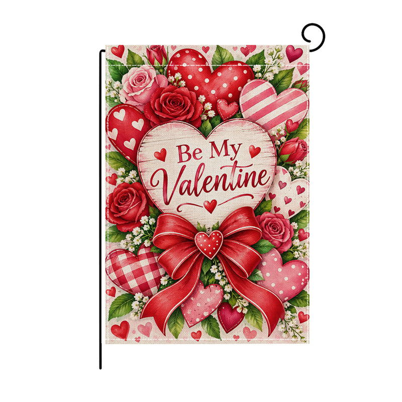 Valentinstag Blumendes Herz Gartenbanner Flagge mit Mastschlauch und wetterbeständigem Polyester