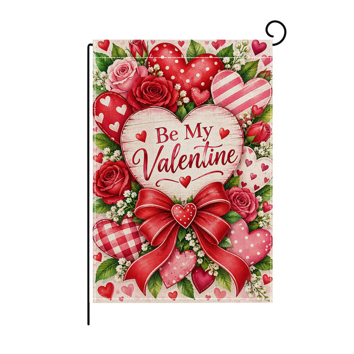 Valentinstag Blumendes Herz Gartenbanner Flagge mit Mastschlauch und wetterbeständigem Polyester