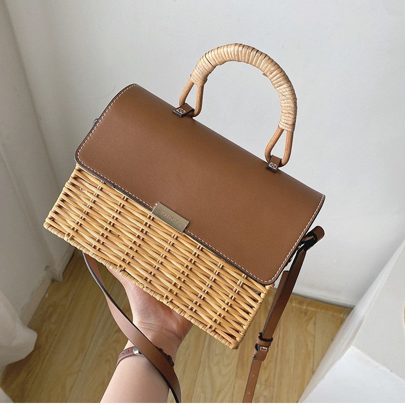 Damen Elegante Handtasche mit geflochtenem Korbdesign Karnz