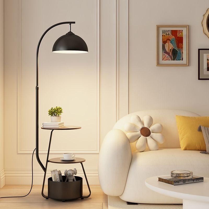 Moderne Bogen Stehlampe mit integriertem Beistelltisch