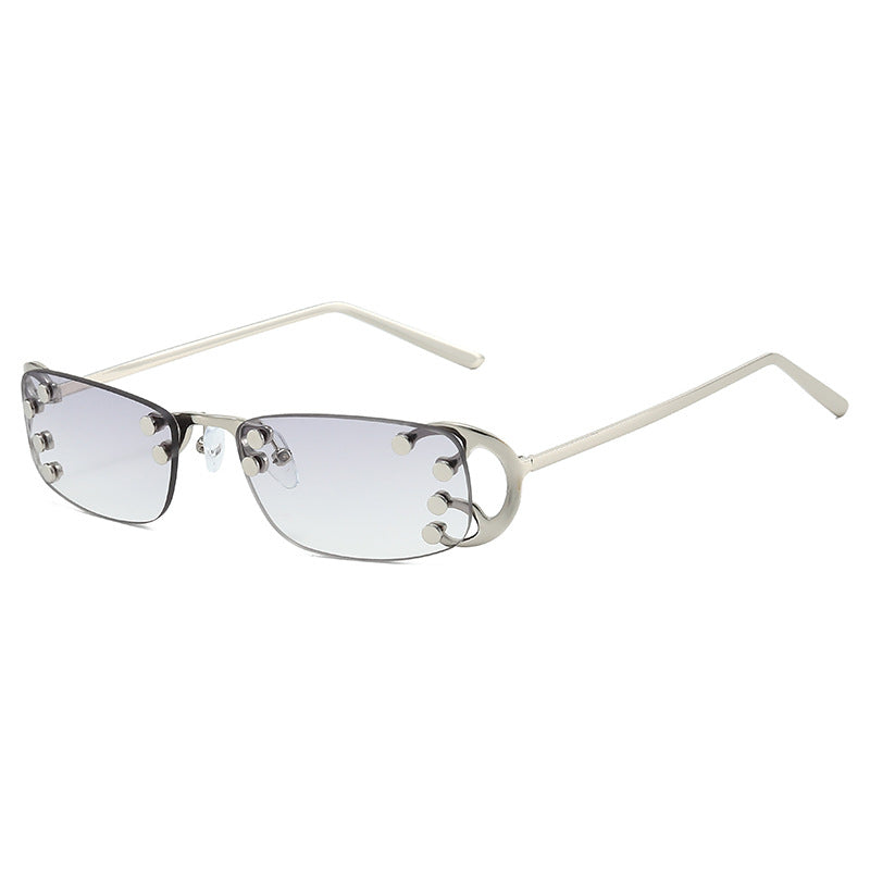 Damen modische rechteckige Sonnenbrille mit auffälligen goldenen Details Karnz